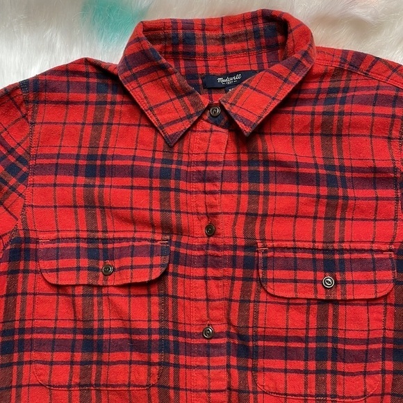 MADEWELL XS Black and Red Button Down Flannel - Picture 2 of 6